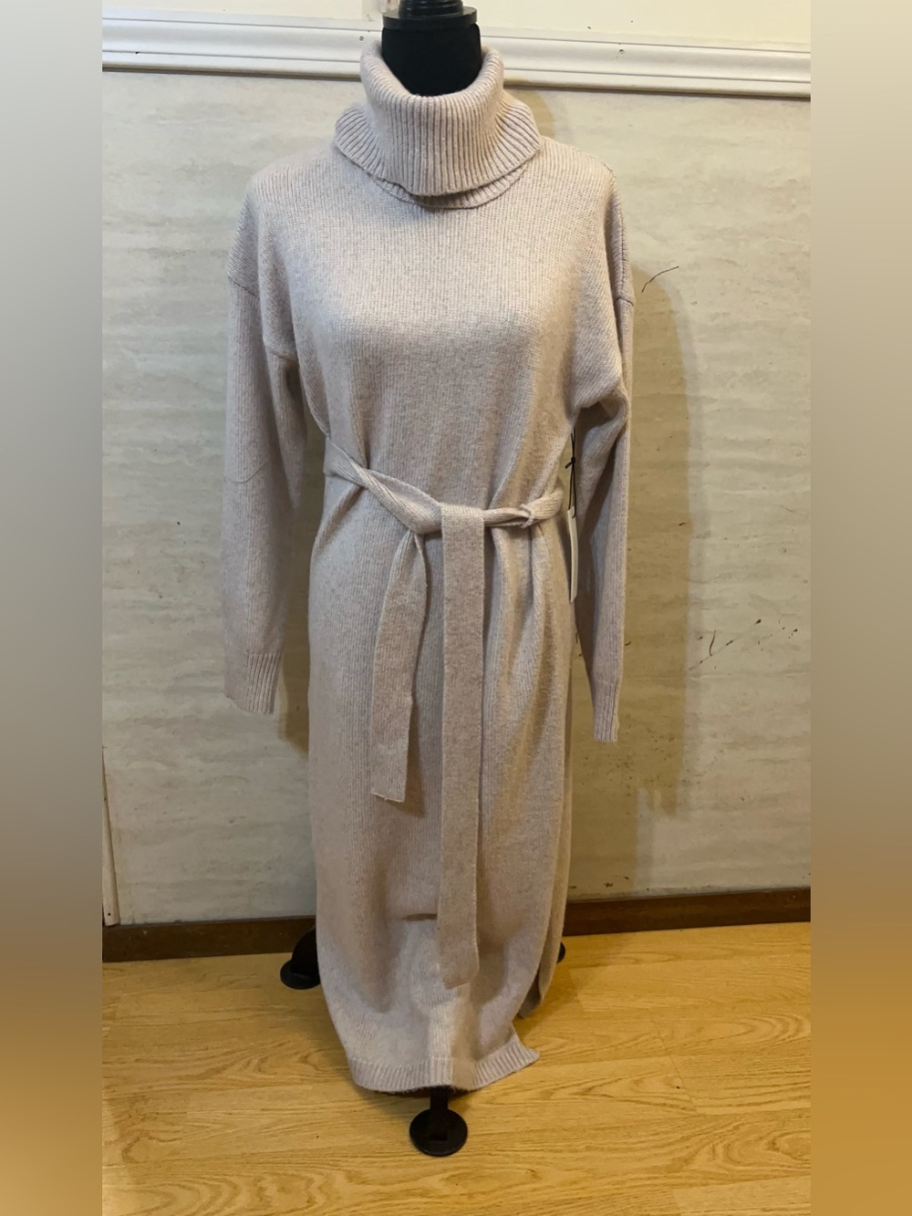 NWT-Rachel Zoe Turtleneck Sweater Dress Oatmeal/Beige Knit Shade